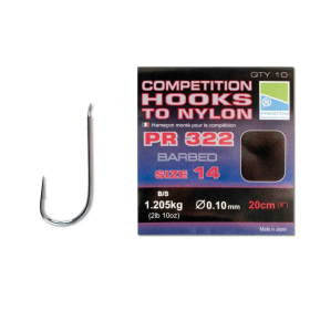 Preston Competition Hooks to Nylon Barbed- size 20