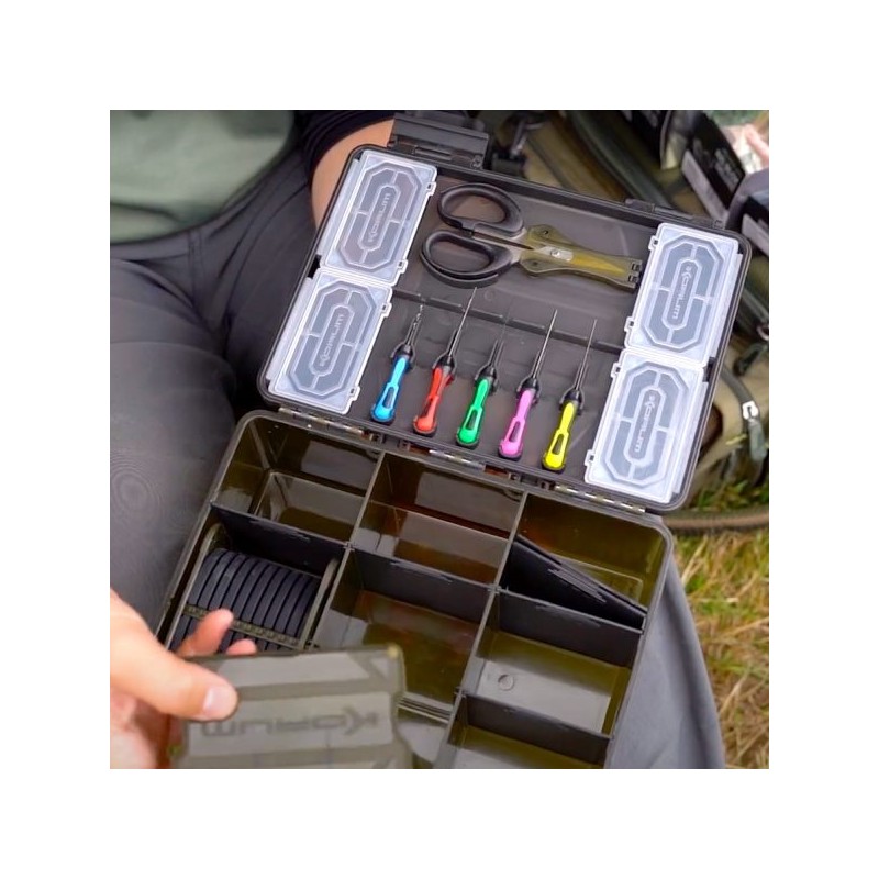 Scatola Portattrezzi Korum Slim Blox Per Pesca Alla Carpa, Completa Di 5 Attrezzi Ti Baiting Tools