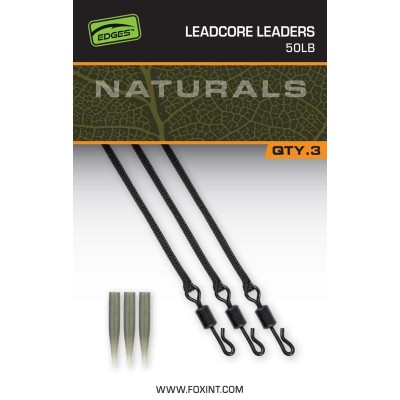 Fox Naturals Leadcore Leaders 50 lb x 3